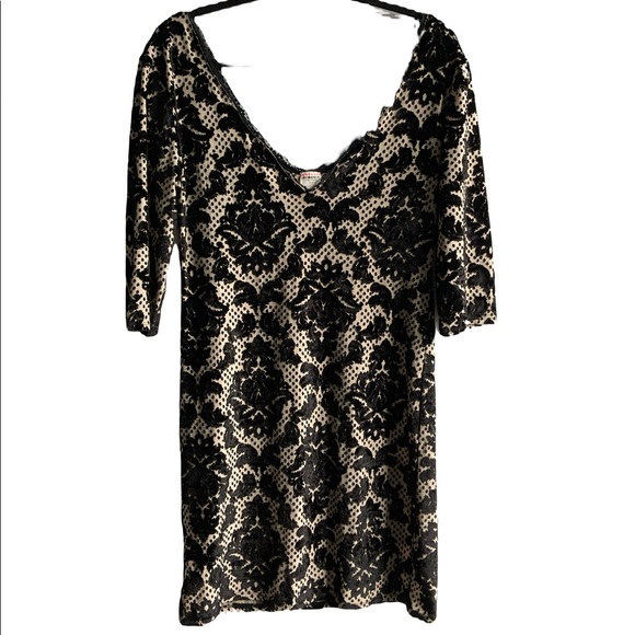 FREE PEOPLE | vneck dress with velvet floral appliqué - Picture 3 of 6